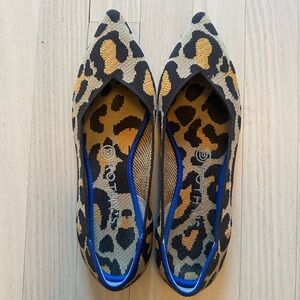 Rothy's Leopard Print Pointed Flats - Black & Tan